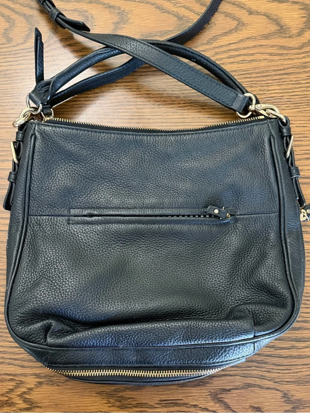 kate spade Black Pebbled Leather Shoulder Bag with Gold Hardware